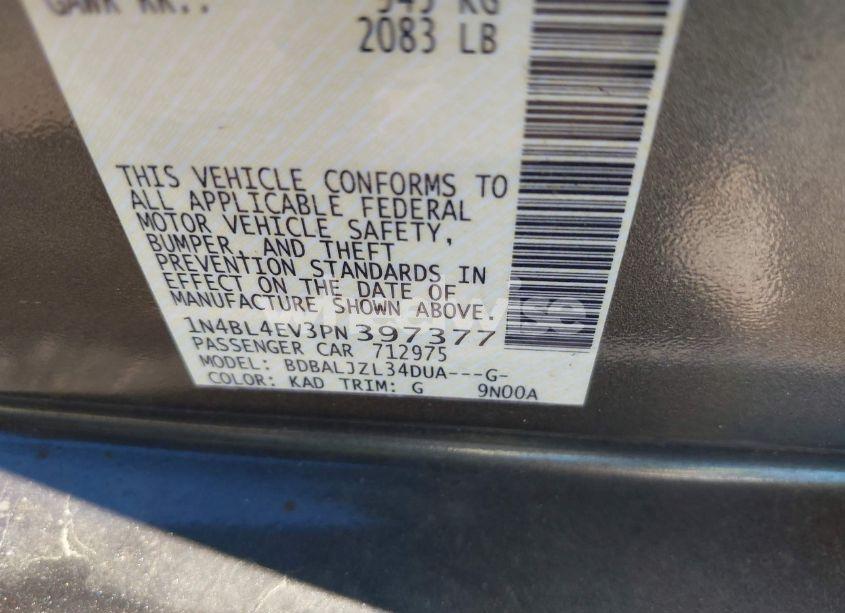 Photo 9 of 2023 Nissan Altima SL FWD (VIN 1N4BL4EV3PN397377)