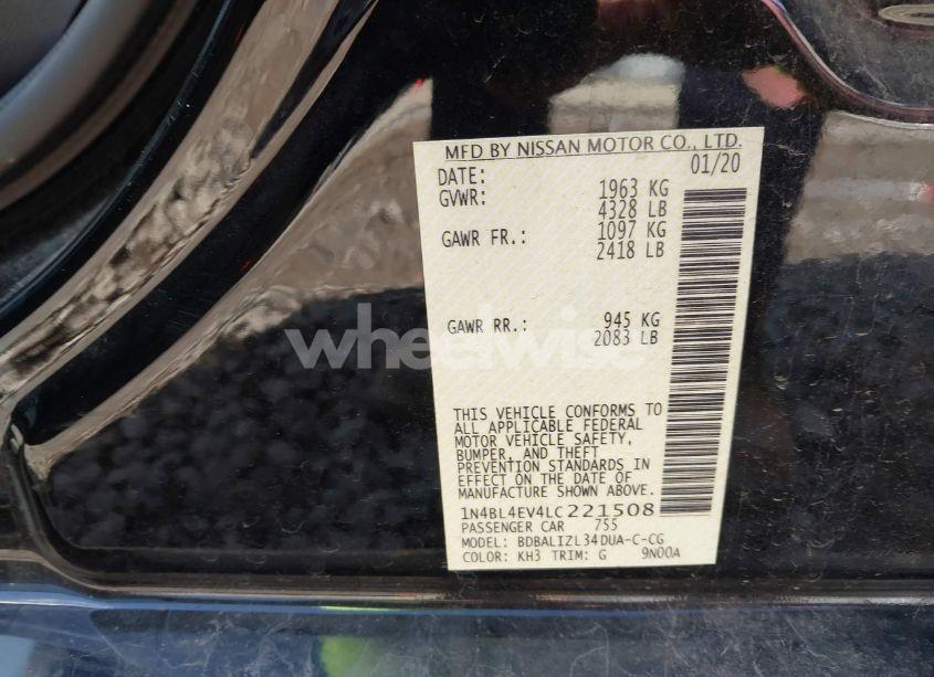 Photo 9 of 2020 Nissan Altima SL FWD (VIN 1N4BL4EV4LC221508)