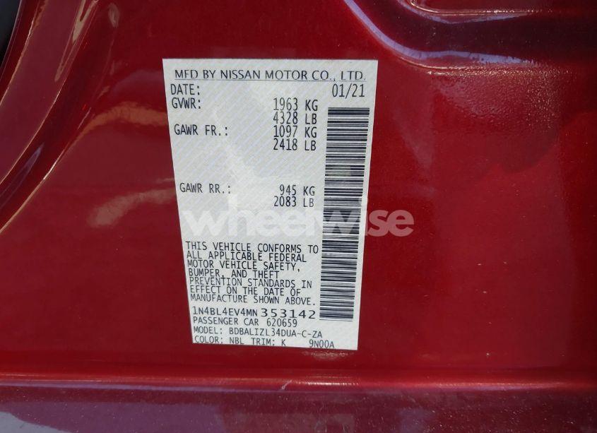 Photo 9 of 2021 Nissan Altima SL FWD (VIN 1N4BL4EV4MN353142)