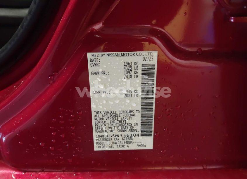 Photo 9 of 2023 Nissan Altima SL FWD (VIN 1N4BL4EV5PN356104)