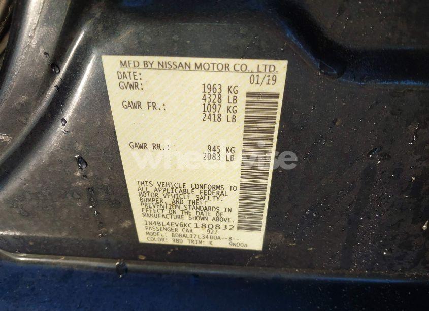 Photo 9 of 2019 Nissan Altima 2.5 SL (VIN 1N4BL4EV6KC180832)