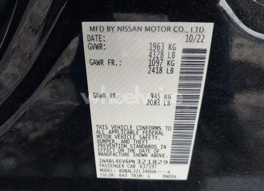 Photo 9 of 2023 Nissan Altima SL FWD (VIN 1N4BL4EV6PN321829)