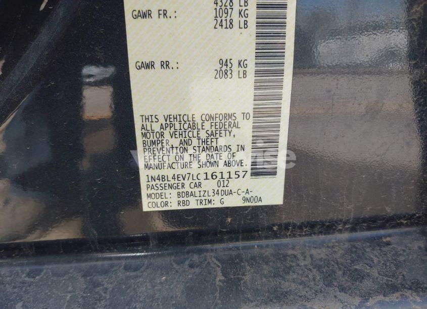 Photo 9 of 2020 Nissan Altima SL FWD (VIN 1N4BL4EV7LC161157)