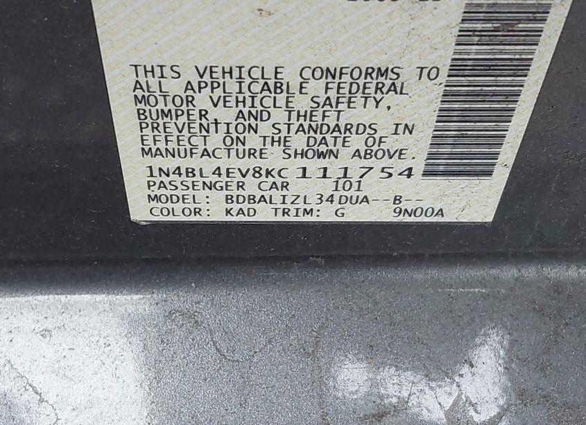 Photo 9 of 2019 Nissan Altima 2.5 SL (VIN 1N4BL4EV8KC111754)