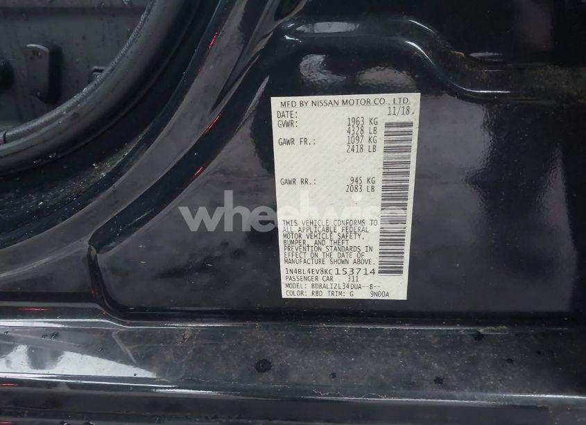 Photo 9 of 2019 Nissan Altima 2.5 SL (VIN 1N4BL4EV8KC153714)