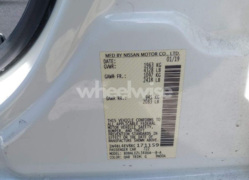 Photo 9 of 2019 Nissan Altima 2.5 SL (VIN 1N4BL4EV8KC171159)