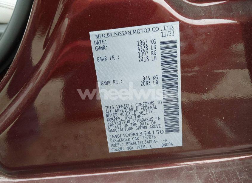 Photo 9 of 2024 Nissan Altima SL FWD (VIN 1N4BL4EV9RN354150)