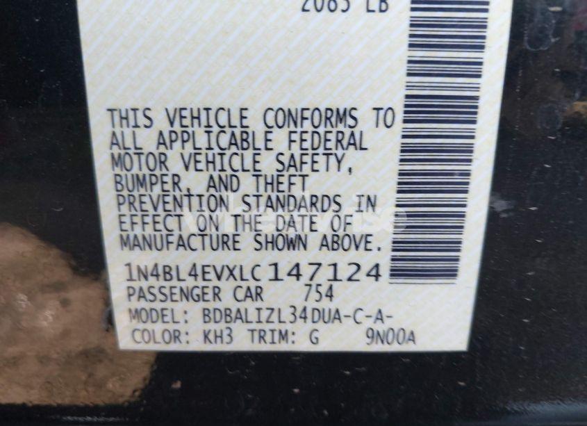 Photo 9 of 2020 Nissan Altima SL FWD (VIN 1N4BL4EVXLC147124)