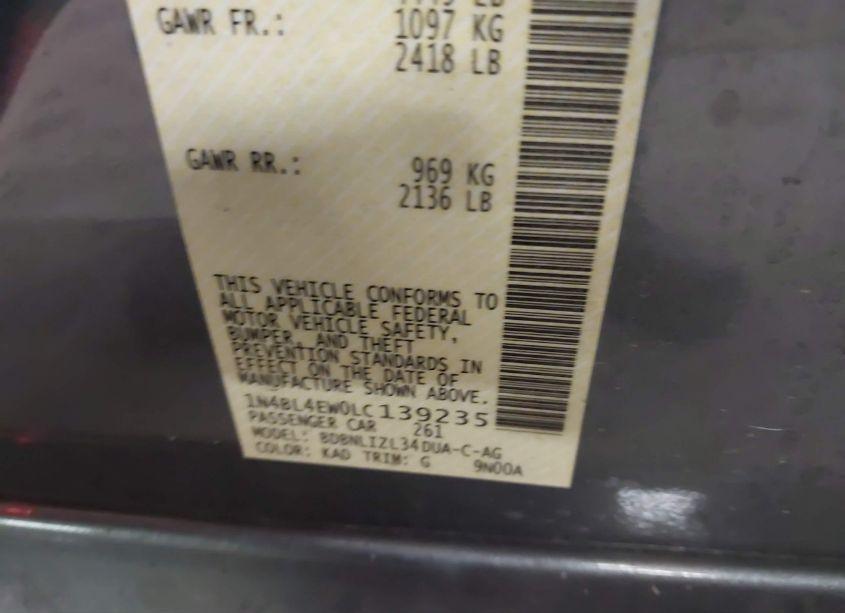 Photo 9 of 2020 Nissan Altima SL INTELLIGENT AWD (VIN 1N4BL4EW0LC139235)