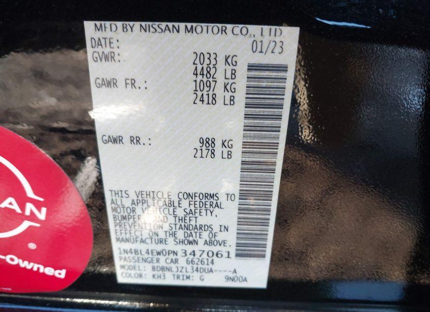 Photo 9 of 2023 Nissan Altima SL INTELLIGENT AWD (VIN 1N4BL4EW0PN347061)