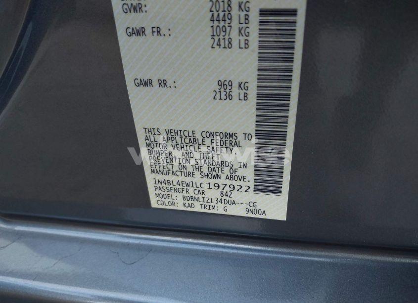 Photo 9 of 2020 Nissan Altima SL INTELLIGENT AWD (VIN 1N4BL4EW1LC197922)