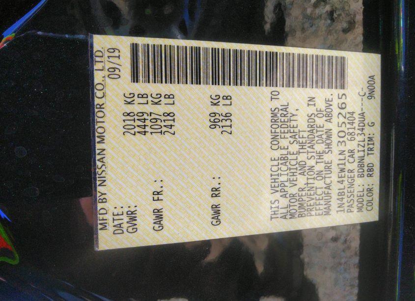 Photo 9 of 2020 Nissan Altima SL INTELLIGENT AWD (VIN 1N4BL4EW1LN305265)