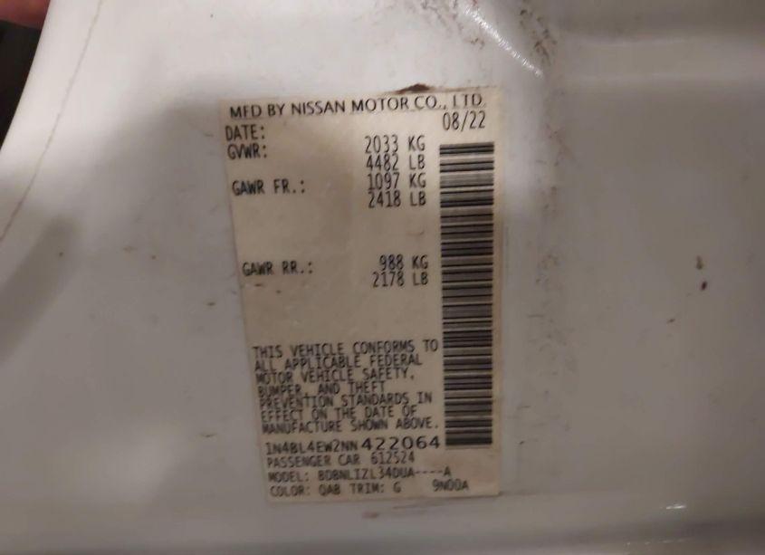 Photo 9 of 2022 Nissan Altima SL INTELLIGENT AWD (VIN 1N4BL4EW2NN422064)