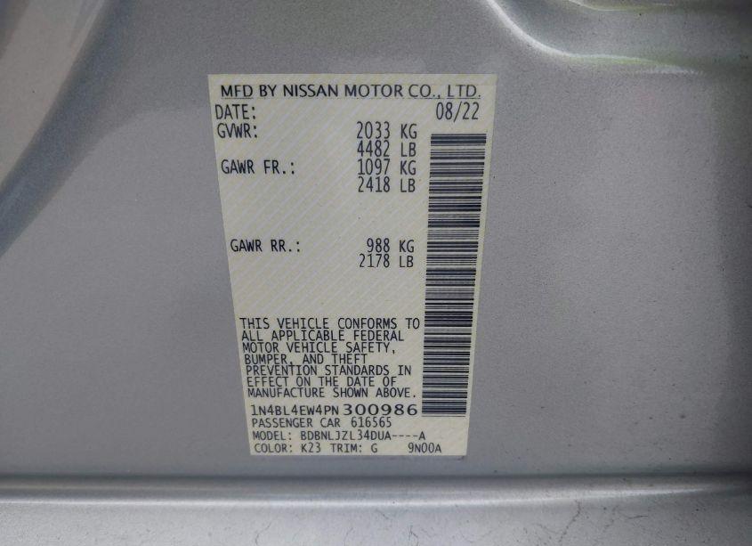 Photo 9 of 2023 Nissan Altima SL INTELLIGENT AWD (VIN 1N4BL4EW4PN300986)