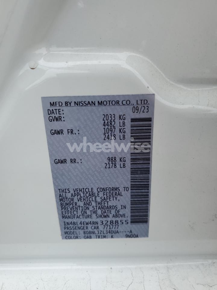 Photo 13 of 2024 NISSAN ALTIMA SL (VIN 1N4BL4EW4RN328855)