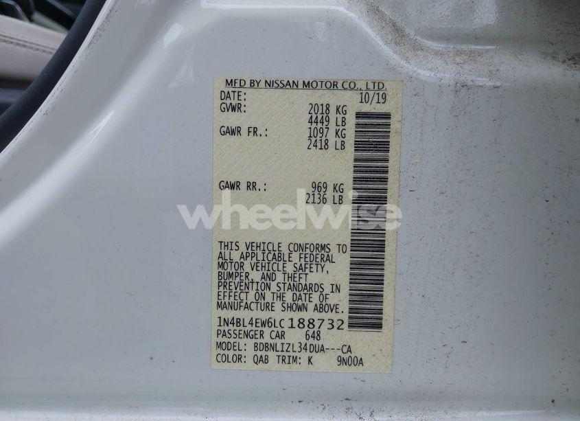 Photo 9 of 2020 Nissan Altima SL INTELLIGENT AWD (VIN 1N4BL4EW6LC188732)