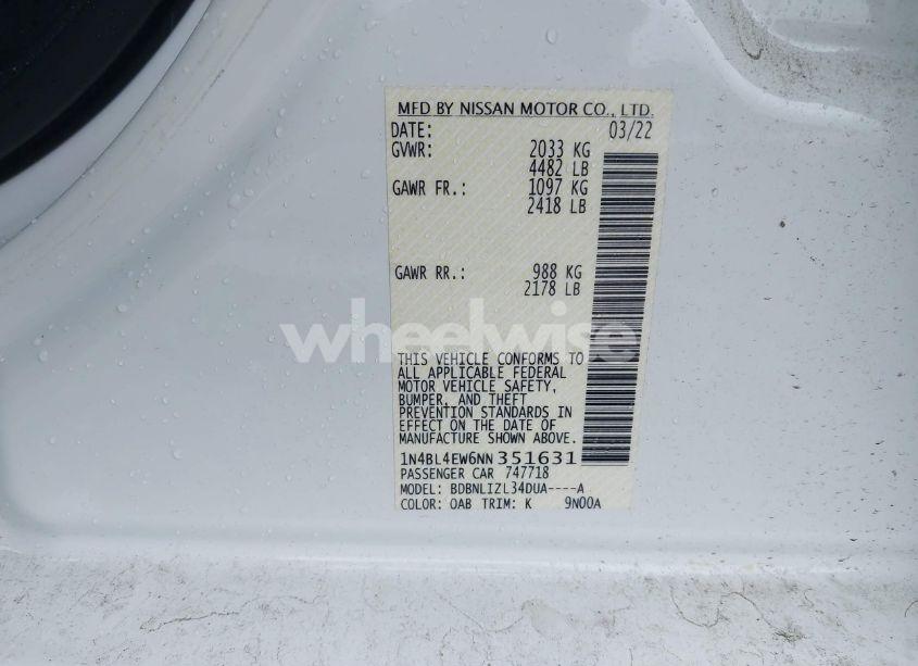 Photo 9 of 2022 Nissan Altima SL INTELLIGENT AWD (VIN 1N4BL4EW6NN351631)