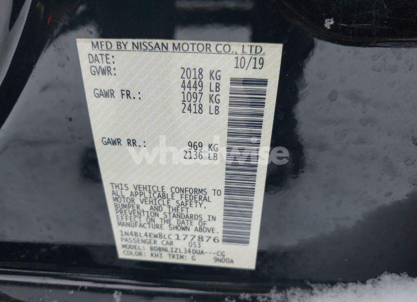 Photo 9 of 2020 Nissan Altima SL INTELLIGENT AWD (VIN 1N4BL4EW8LC177876)