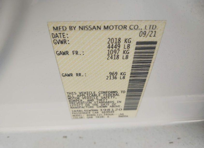 Photo 9 of 2021 Nissan Altima SL INTELLIGENT AWD (VIN 1N4BL4EW9MN398120)