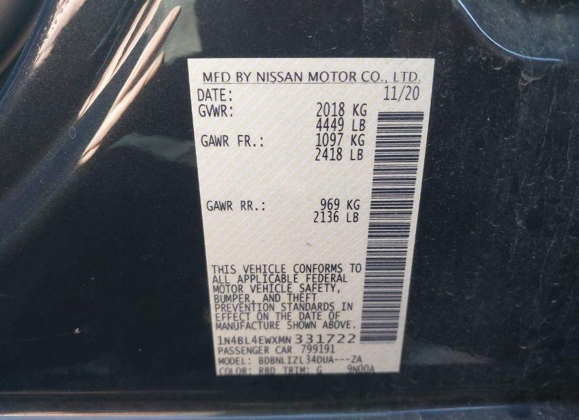 Photo 9 of 2021 Nissan Altima SL INTELLIGENT AWD (VIN 1N4BL4EWXMN331722)