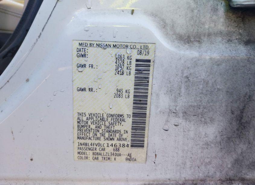 Photo 9 of 2020 Nissan Altima PLATINUM FWD (VIN 1N4BL4FV0LC146384)