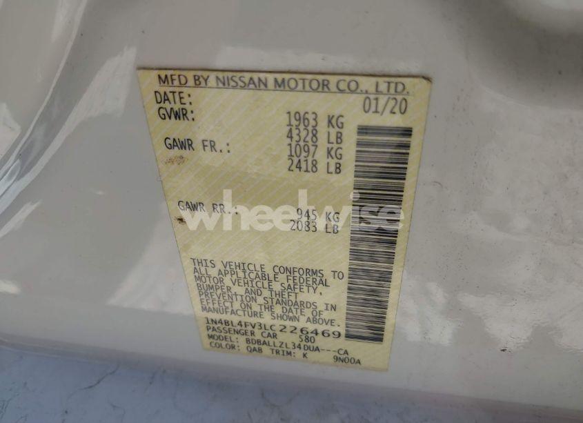 Photo 9 of 2020 Nissan Altima PLATINUM FWD (VIN 1N4BL4FV3LC226469)