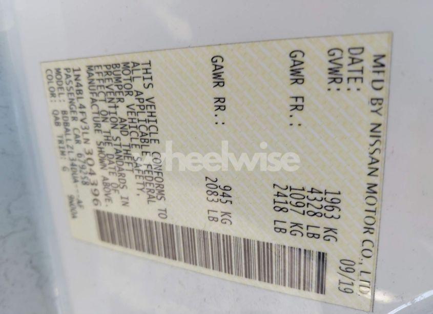 Photo 9 of 2020 Nissan Altima PLATINUM FWD (VIN 1N4BL4FV3LN304396)