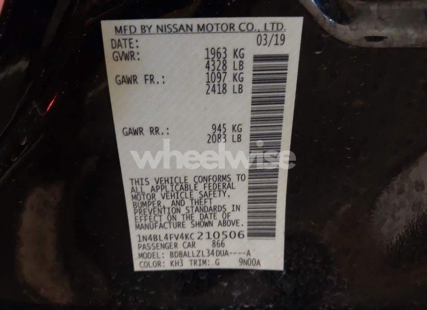 Photo 9 of 2019 Nissan Altima 2.5 PLATINUM (VIN 1N4BL4FV4KC210506)