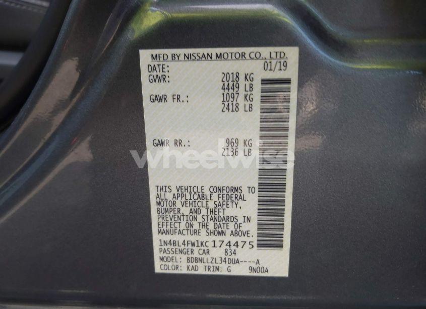 Photo 9 of 2019 Nissan Altima 2.5 PLATINUM (VIN 1N4BL4FW1KC174475)