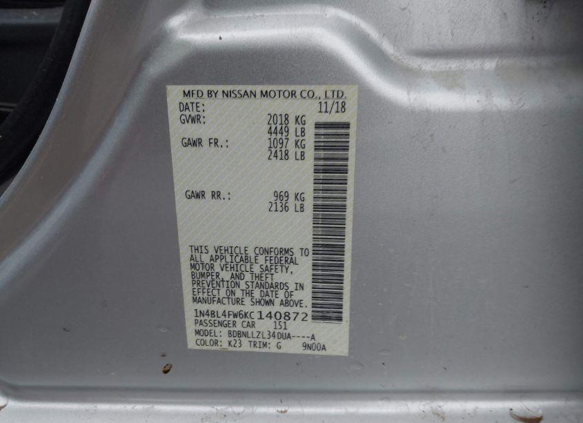 Photo 9 of 2019 Nissan Altima 2.5 PLATINUM (VIN 1N4BL4FW6KC140872)