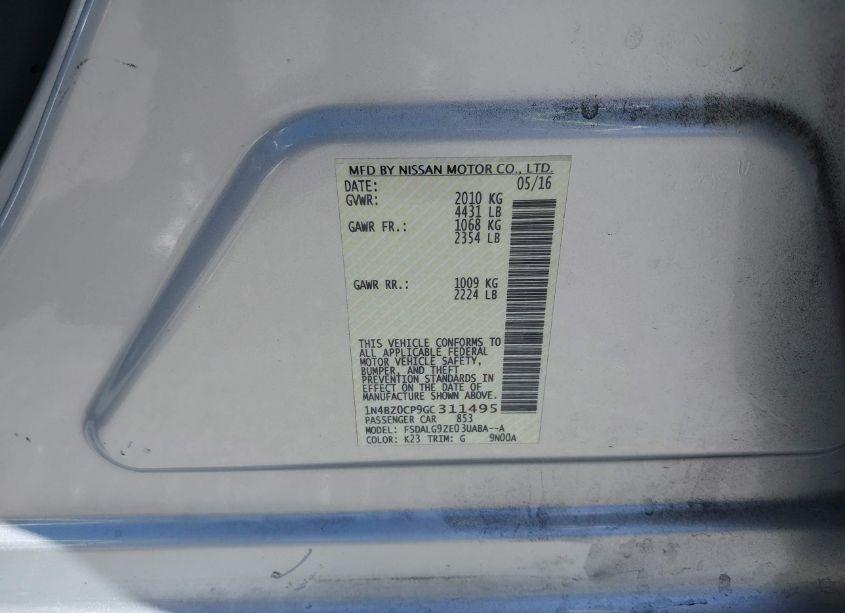 Photo 9 of 2016 Nissan Leaf SL (VIN 1N4BZ0CP9GC311495)