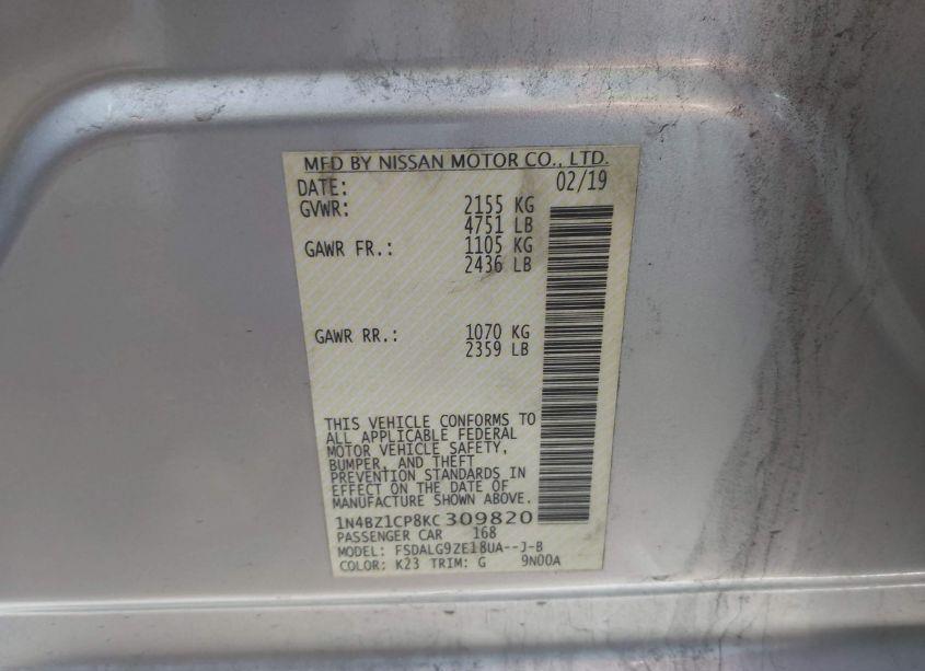 Photo 9 of 2019 Nissan Leaf SL PLUS (VIN 1N4BZ1CP8KC309820)