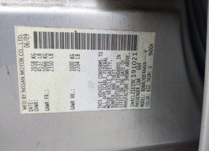 Photo 9 of 2009 Nissan Altima HYBRID (VIN 1N4CL21E19C191021)