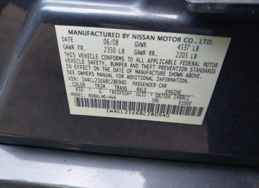 Photo 9 of 2008 Nissan Altima HYBRID (VIN 1N4CL21E68C280940)