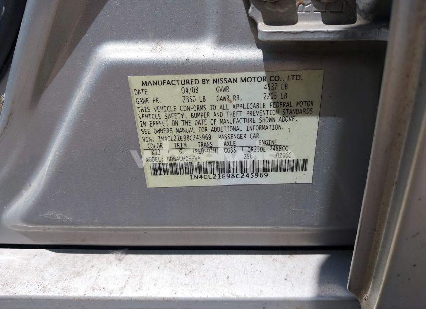 Photo 9 of 2008 Nissan Altima HYBRID (VIN 1N4CL21E98C245969)