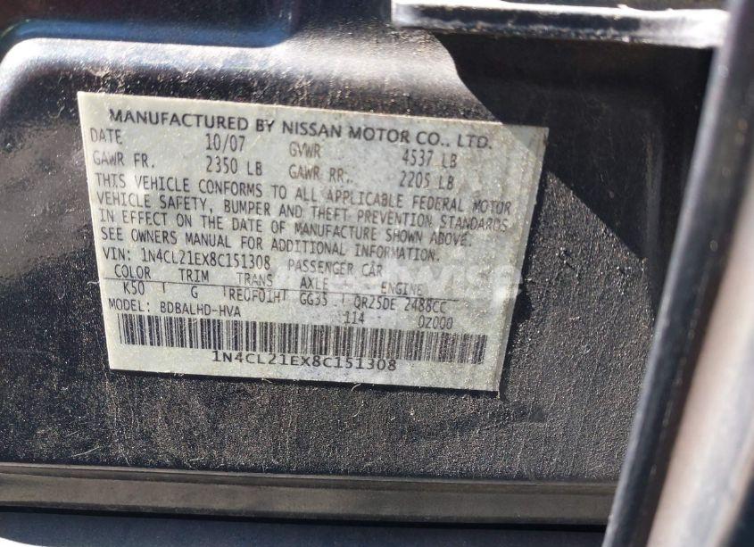 Photo 9 of 2008 Nissan Altima HYBRID (VIN 1N4CL21EX8C151308)