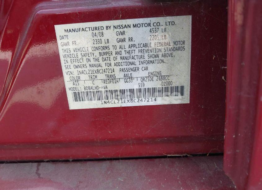 Photo 9 of 2008 Nissan Altima HYBRID (VIN 1N4CL21EX8C247214)