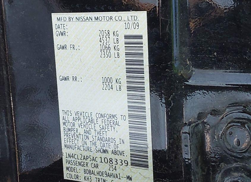 Photo 9 of 2010 Nissan Altima HYBRID (VIN 1N4CL2AP5AC108339)