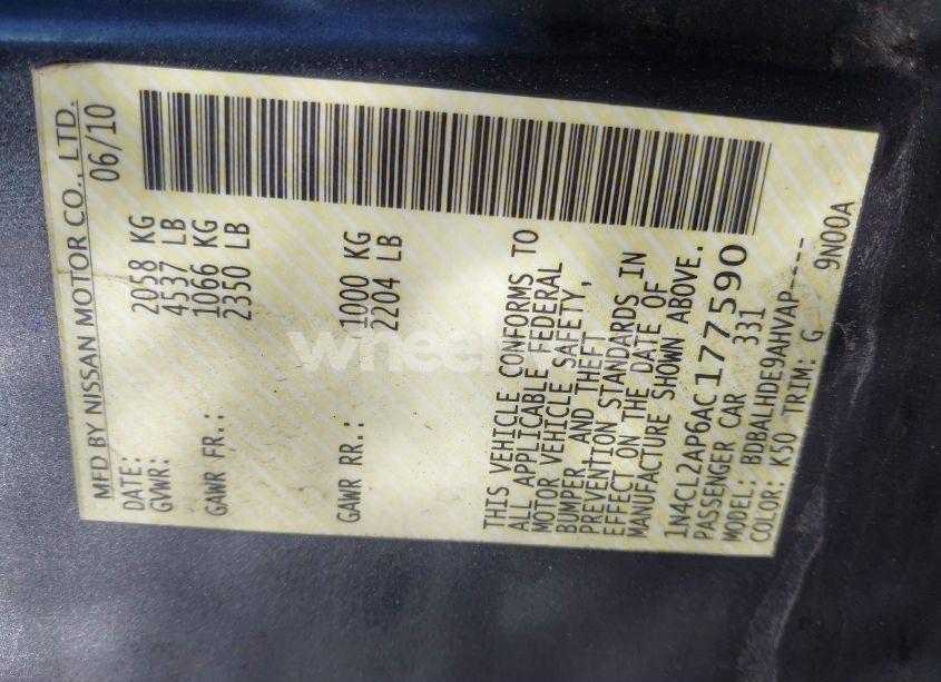 Photo 9 of 2010 Nissan Altima HYBRID (VIN 1N4CL2AP6AC177590)