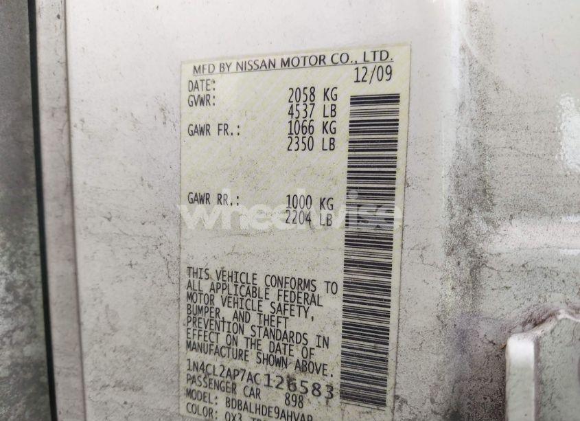 Photo 9 of 2010 Nissan Altima HYBRID (VIN 1N4CL2AP7AC126583)