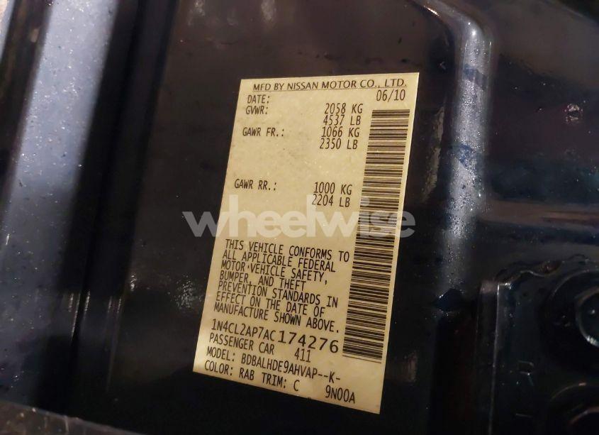 Photo 9 of 2010 Nissan Altima HYBRID (VIN 1N4CL2AP7AC174276)