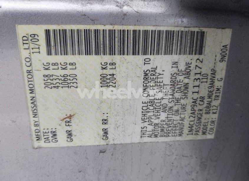 Photo 9 of 2010 Nissan Altima HYBRID (VIN 1N4CL2AP9AC113172)