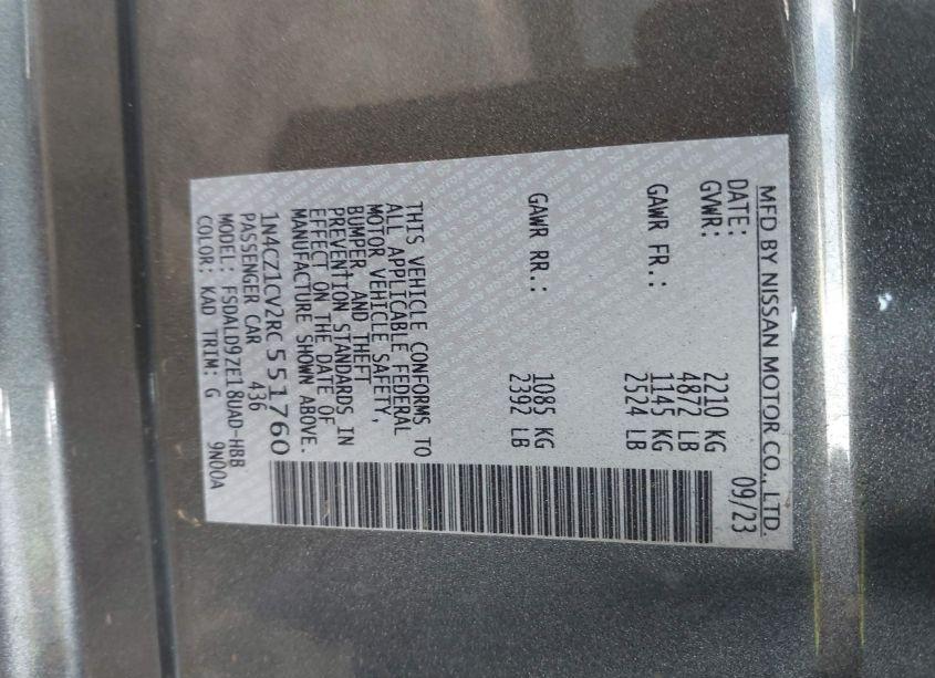 Photo 9 of 2024 Nissan Leaf SV PLUS (VIN 1N4CZ1CV2RC551760)