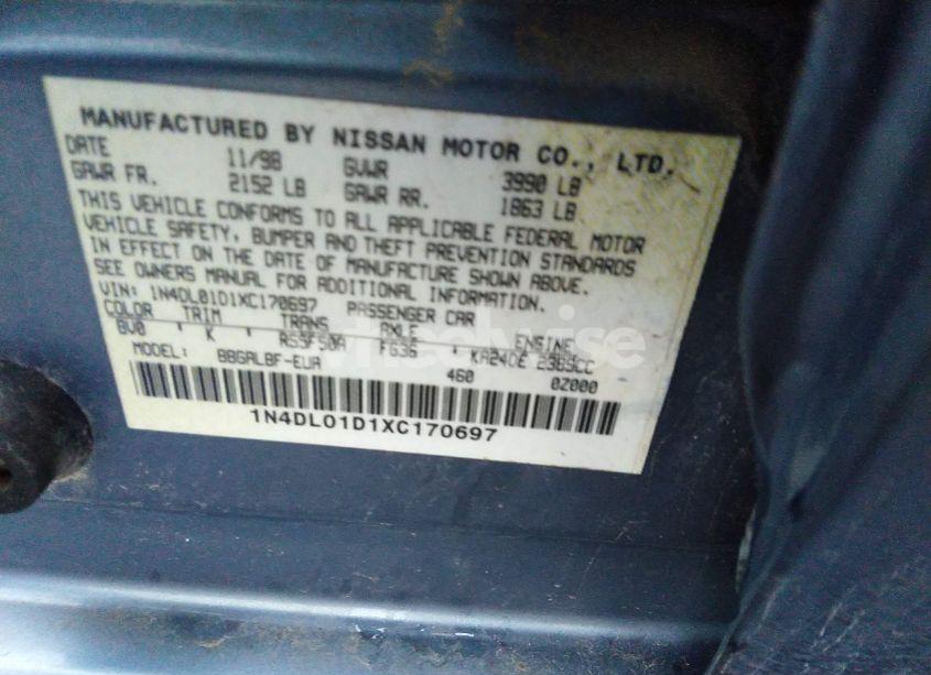 Photo 9 of 1999 Nissan Altima SE-L/GXE/GLE/XE/SE (VIN 1N4DL01D1XC170697)