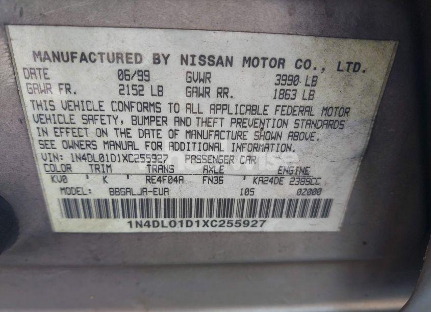 Photo 9 of 1999 Nissan Altima GLE/GXE/SE/SE-L/XE (VIN 1N4DL01D1XC255927)