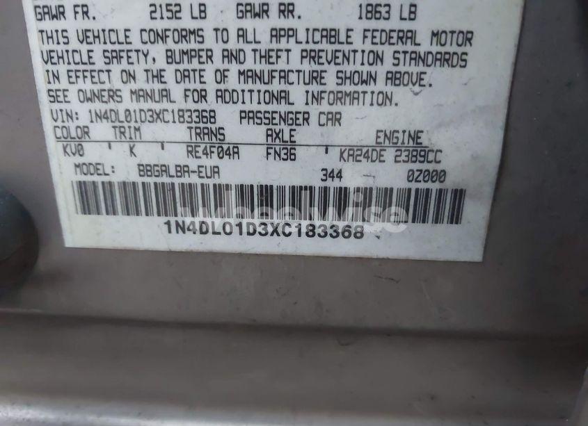 Photo 9 of 1999 Nissan Altima GLE/GXE/SE/SE-L/XE (VIN 1N4DL01D3XC183368)