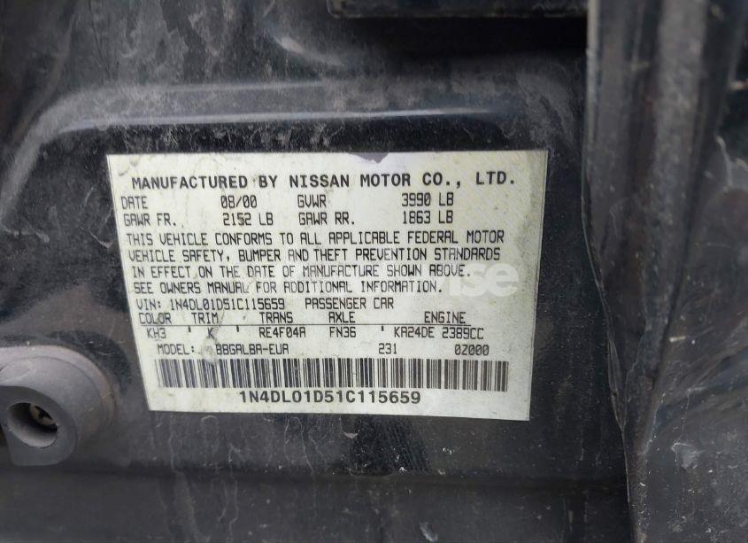 Photo 9 of 2001 Nissan Altima GXE (VIN 1N4DL01D51C115659)