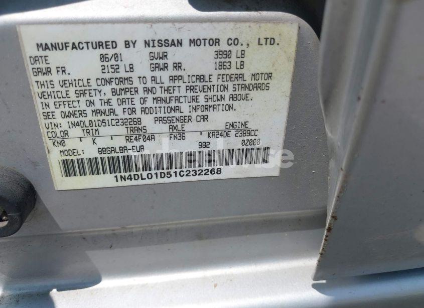 Photo 9 of 2001 Nissan Altima GXE (VIN 1N4DL01D51C232268)