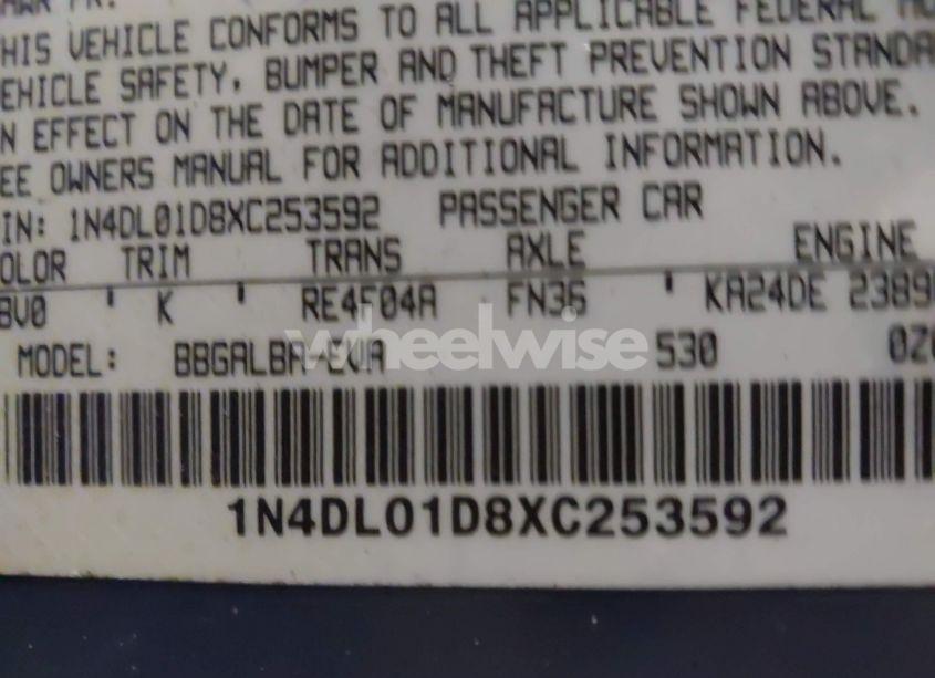 Photo 9 of 1999 Nissan Altima (VIN 1N4DL01D8XC253592)