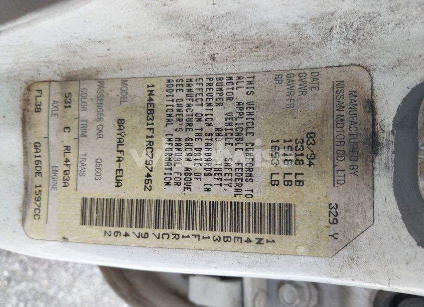 Photo 9 of 1994 Nissan Sentra E/XE/GXE/LE (VIN 1N4EB31F1RC797462)